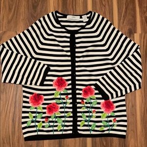 Marisa Christina Large striped sweater button down Flower misses warm lady